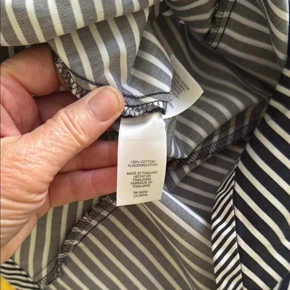 Jones New York Signature Navy & White Striped Button-Up Shirt, Size M - Picture 8 of 8